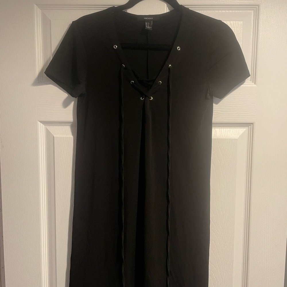 Black Lace-Up Mini Dress